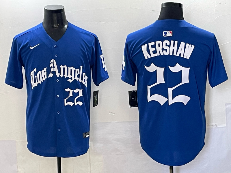 Men Los Angeles Dodgers #22 Kershaw Blue 2025 Nike MLB Jersey style 0012